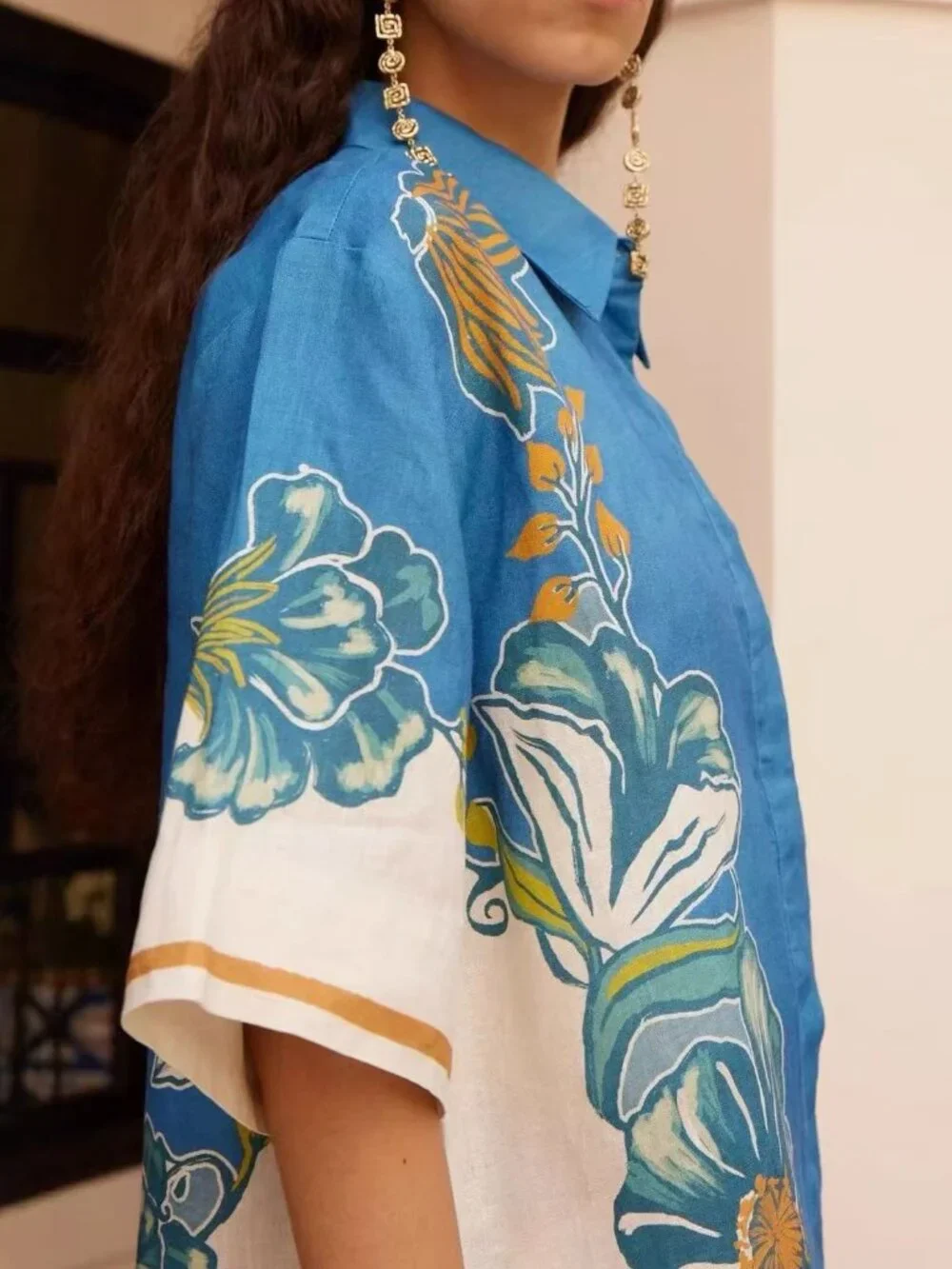 Zimmermann Blue and white shirt two-piece set.